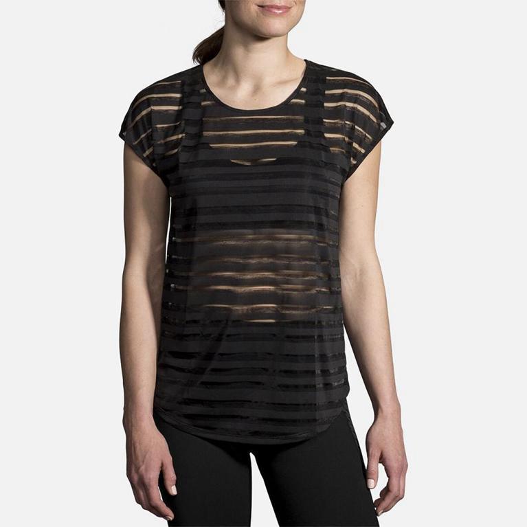Brooks HOT Short Sleeve Running Shirt Womens Outlet - Grey (PCJ357426)